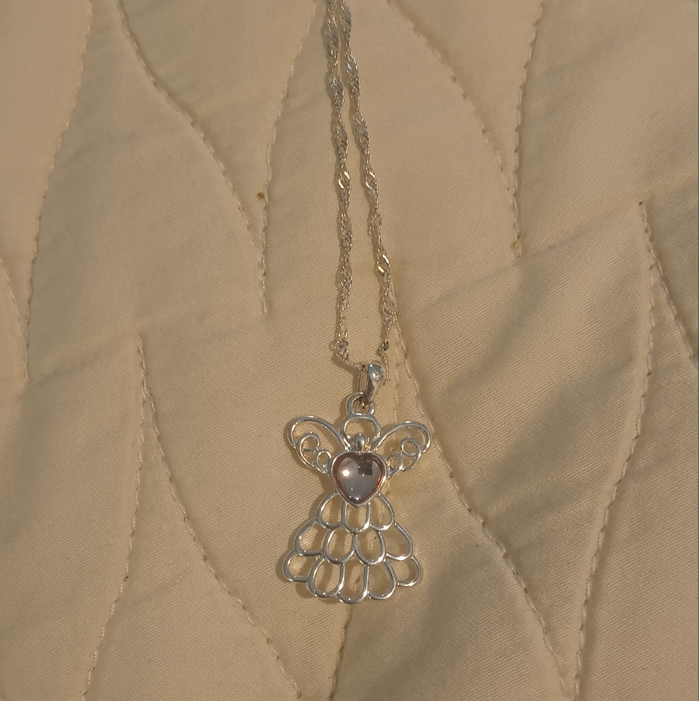 Elegant Silver Angel Pendant Necklace